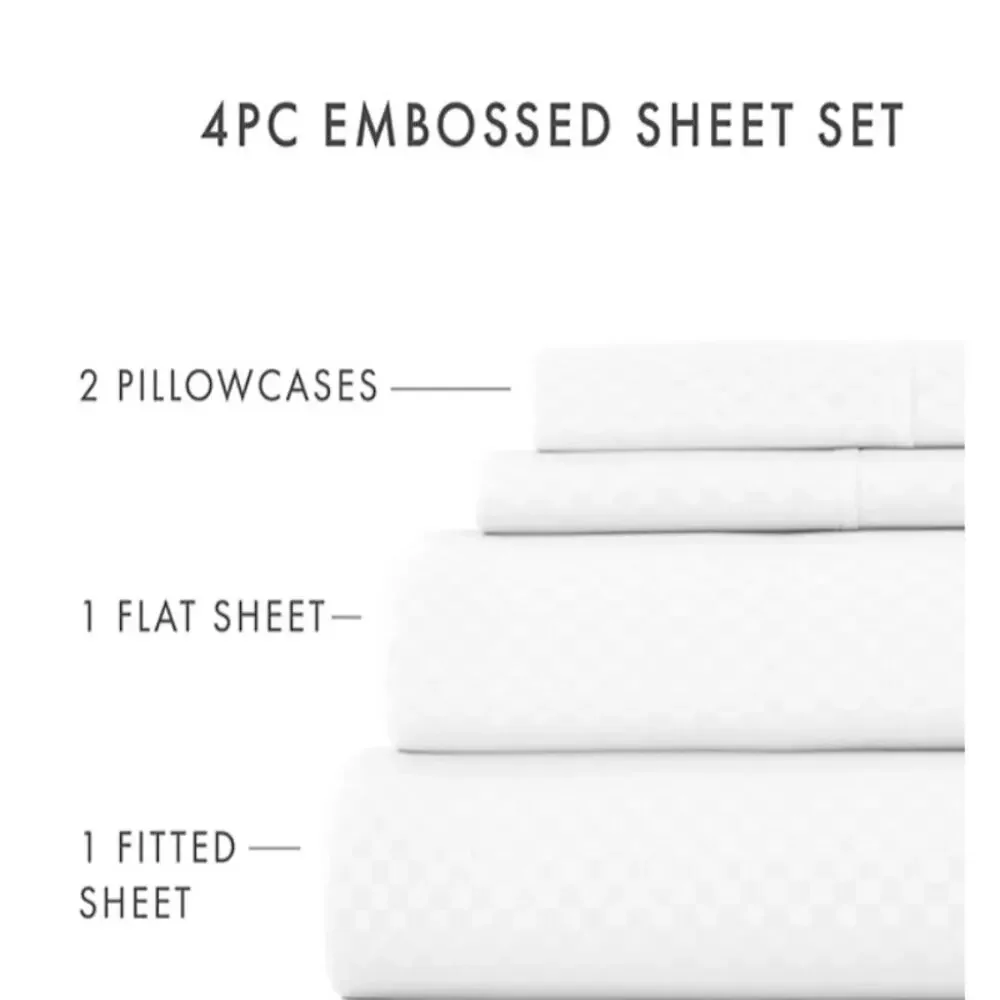 ienjoy Home Expressed In Embossed Checkered 4-Pc. Sheet Set, Queen